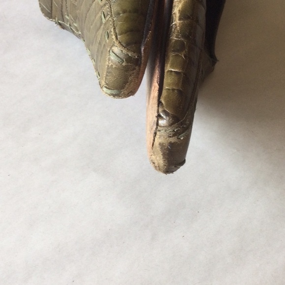 Ann Taylor Leather Faux Croc Slingback’s! Green 8! - Picture 3 of 16